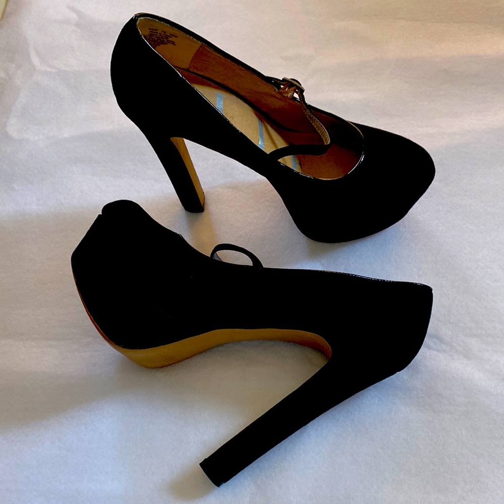 Black Suede Platform Heels